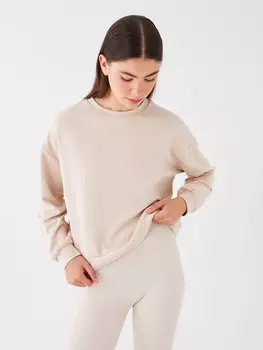 Однотонная женская толстовка большого размера с круглым вырезом и длинными рукавами XSIDE, бежевый