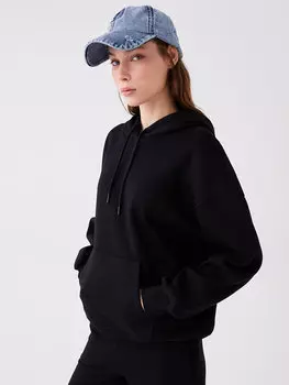 Однотонная женская толстовка оверсайз с длинными рукавами LCW Casual, черный