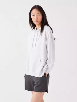 Однотонная женская толстовка оверсайз с длинными рукавами LCW Casual, серый меланж