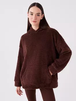 Однотонная женская толстовка оверсайз с длинными рукавами LCW Casual, шоколадно-коричневый