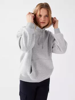 Однотонная женская толстовка оверсайз с длинными рукавами LCW Casual, средне-серый меланж