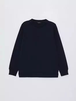 Однотонная женская толстовка с круглым вырезом и длинными рукавами LCW Limitless, темно-синий