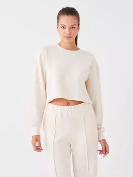 Однотонная женская толстовка с круглым вырезом и длинными рукавами XSIDE, светло-бежевый