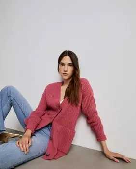 Однотонная женская вязаная куртка с жемчугом Easy Wear