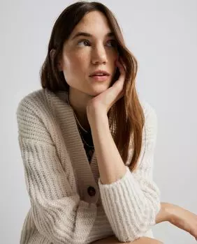 Однотонная женская вязаная куртка с жемчугом Easy Wear