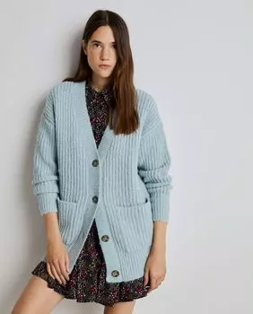 Однотонная женская вязаная куртка с жемчугом Easy Wear, зеленый