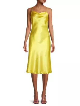 Однотонное атласное платье-комбинация по косой Bebe Yellow