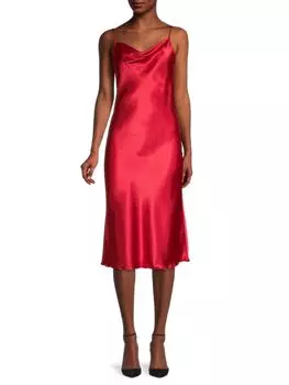 Однотонное атласное платье-комбинация по косой Bebe Red