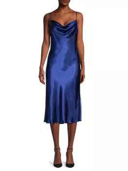 Однотонное атласное платье-комбинация по косой Bebe Royal