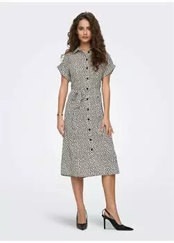 Однотонное белое длинное женское платье с рубашечным воротником ONLHANNOVER S/S SHIRT DRESS NOOS WV Only
