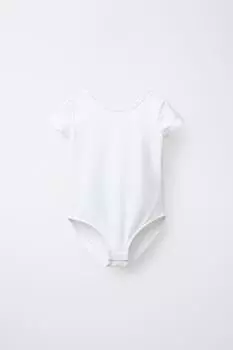 Однотонное боди с коротким рукавом ZARA, белый