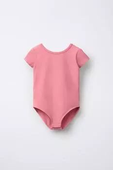 Однотонное боди с коротким рукавом ZARA, цвет Coral