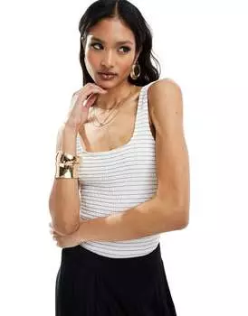 Однотонное боди с овальной спинкой и сборками ASOS DESIGN