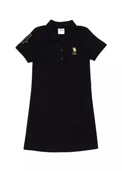 Однотонное черное платье для девочек MTSKIDS U.S. Polo Assn., черный