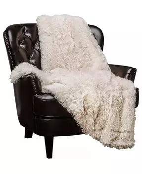 Однотонное длинное одеяло премиум-класса из искусственного меха — мягкое, пушистое одеяло — для кровати или дивана — 60 x 70 дюймов — желтое Chanasya, слоновая кость/кремовый