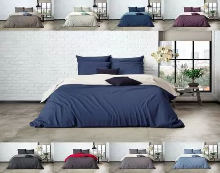 Однотонное двустороннее постельное белье Mistral Home благородный перкаль 100% египетский хлопок, цвет: Pristine-Dark Blue, размер: 155х220см.