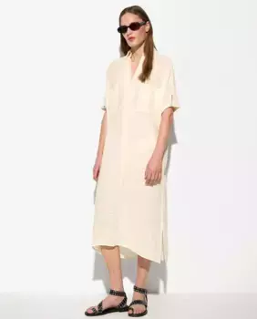 Однотонное фактурное платье-рубашка миди Parfois, цвет Crudo
