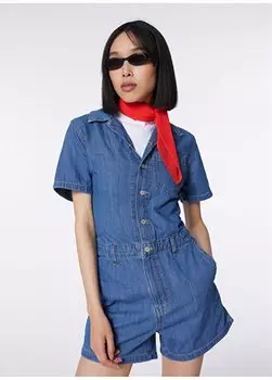 Однотонное голубое стандартное женское платье с широким воротником КОМБИНЕЗОН SS HERITAGE PLAYDAY КОМБИНЕЗОН Levis, синий