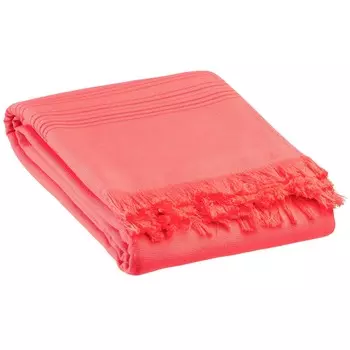 Однотонное хлопковое махровое пляжное полотенце - Канкун Vivaraise, цвет Corallo