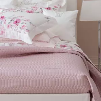 Однотонное хлопковое покрывало из перкаля - Ирис Blumarine, пудра, двуспальный