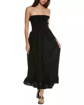 Однотонное и полосатое платье Nikki Maxi Solid & Striped, черный