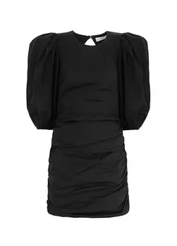 Однотонное коричневое короткое женское платье с круглым воротником VSKD05104TU Akep, коричневый