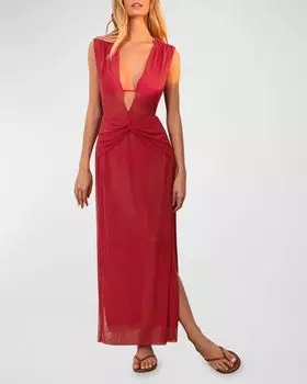 Однотонное накидное платье макси Cindy Vix, цвет Red Poppy