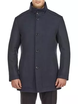 Однотонное пальто из смесовой шерсти приталенного кроя English Laundry, темно-синий