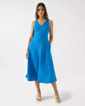 Однотонное платье без рукавов с V-образным вырезом Salsa Jeans, синий