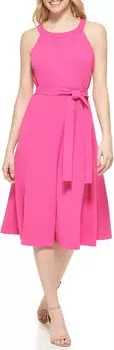 Однотонное платье из крепа Scuba Tommy Hilfiger, ярко-розовый
