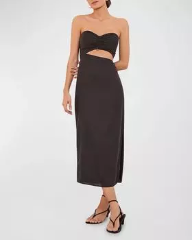 Однотонное платье миди с деталями Sonny Vix, цвет Black