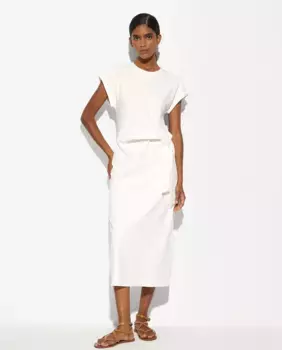 Однотонное платье миди с короткими рукавами и бантом сбоку Parfois, белый