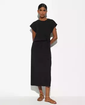 Однотонное платье миди с короткими рукавами и бантом сбоку Parfois, черный