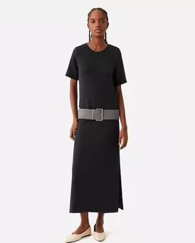 Однотонное платье миди с короткими рукавами Parfois, черный