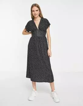 Однотонное платье миди с пуговицами ASOS DESIGN