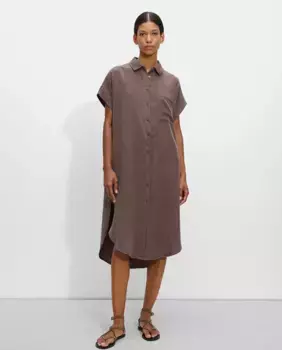 Однотонное платье-рубашка миди Parfois, коричневый