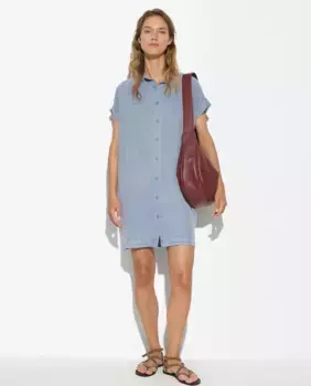 Однотонное платье-рубашка с короткими рукавами Parfois, светло-голубой