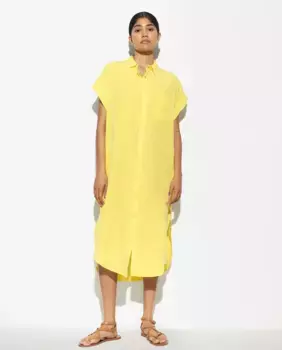 Однотонное платье-рубашка с короткими рукавами и передним карманом Parfois, желтый