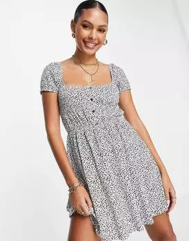 Однотонное платье с цветочным принтом ASOS DESIGN