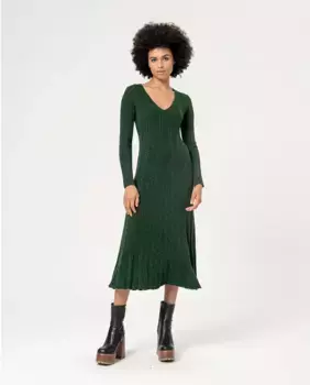 Однотонное платье в рубчик с эффектом металлик Surkana, зеленый