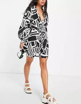 Однотонное пляжное платье с жаккардовым принтом ASOS DESIGN