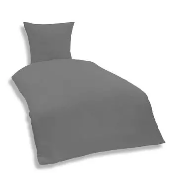 Однотонное постельное белье 155х220 см серое однотонное оверсайз Renforce хлопок One-Home, серый