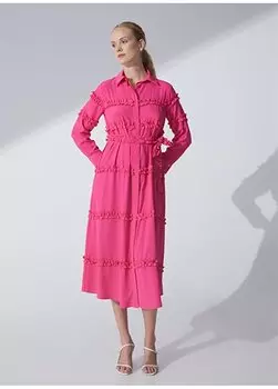 Однотонное розовое женское платье с рубашечным воротником EGORA23Y Pierre Cardin, розовый