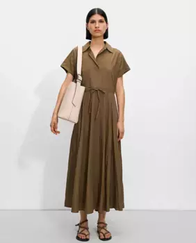 Однотонное струящееся платье-рубашка с регулируемым шнурком Parfois, цвет Kaki