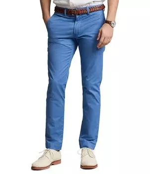 Однотонные эластичные брюки-чинос узкого кроя Polo Ralph Lauren, синий