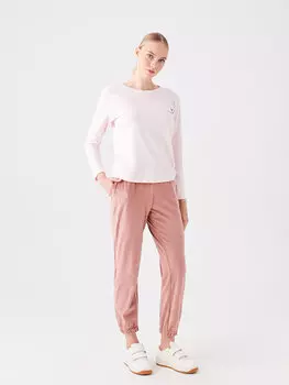 Однотонные бархатные женские спортивные штаны с эластичной резинкой на талии LCWAIKIKI Classic, матовый розовый