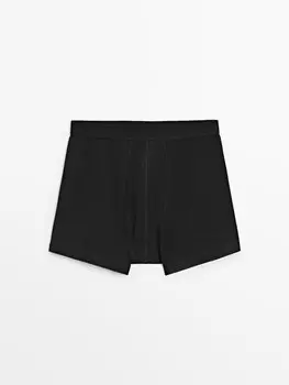 Однотонные трусы-боксеры из смесового хлопка Massimo Dutti, черный