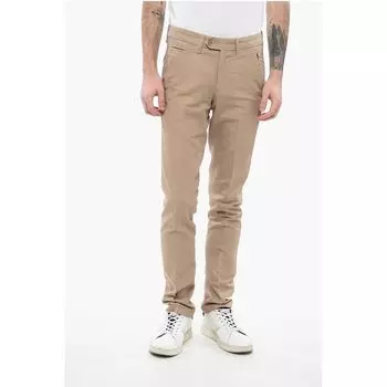 Однотонные брюки-чинос из хлопка и льна ID Corneliani, Brown