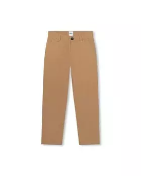 Однотонные брюки-чиносы для мальчика со шлевками для ремня на талии Boss Kidswear, светло-коричневый