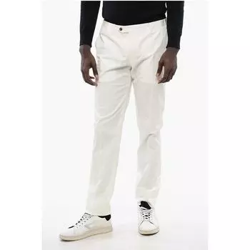 Однотонные брюки из эластичного хлопка со шлевками для ремня Corneliani, White